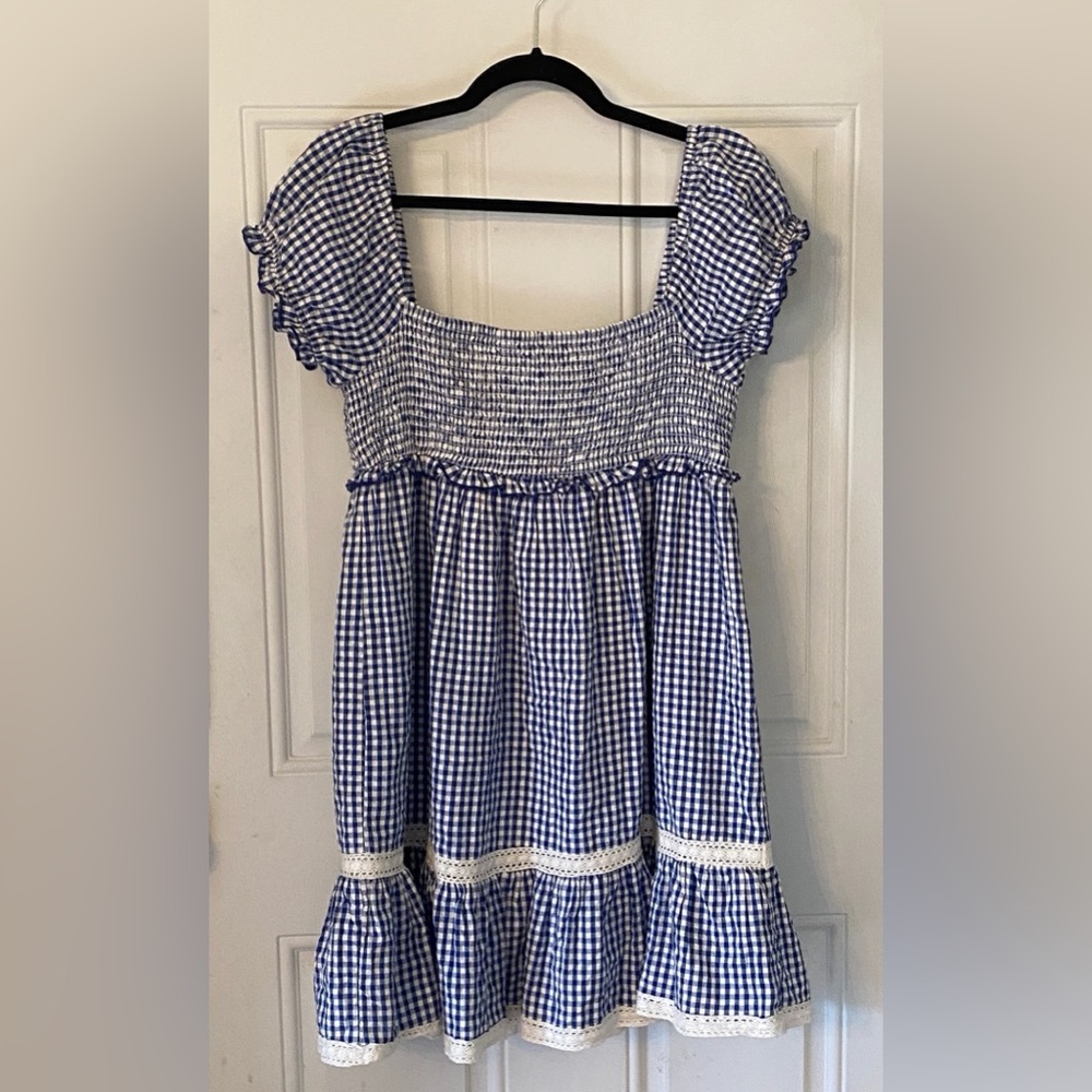 Urban Outfitters Blue Gingham Marseille Smocked Dress - Picture 8 of 12